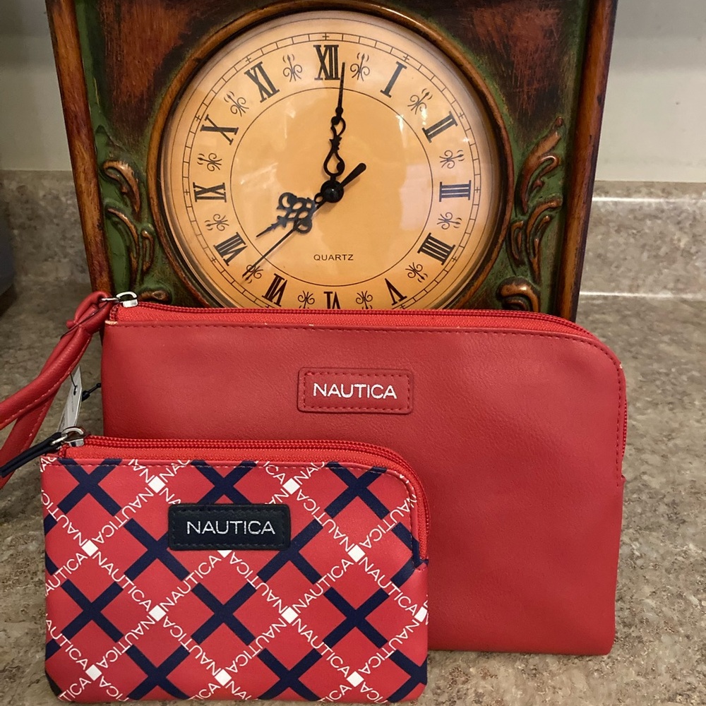 Nautica Red and Navy Clutch & Wristlet Set